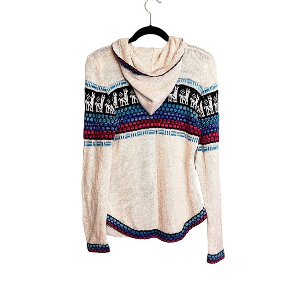 Alpaca Sweater Jacket Llama Soft Hooded cream Zip up Size M - Picture 2 of 10